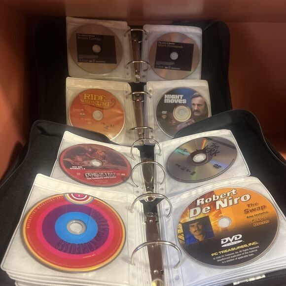 Vintage Case Logic Lot Of 2 Cases 72 CD DVD Holder Full of DVDs Black Nylon Zip - Picture 1 of 8